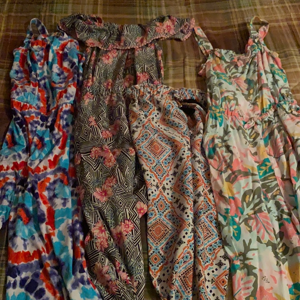 3 Rompers/ 1 pair of pants..Cat & Jack, Wondernation & Sequin Hearts Girls 10/12